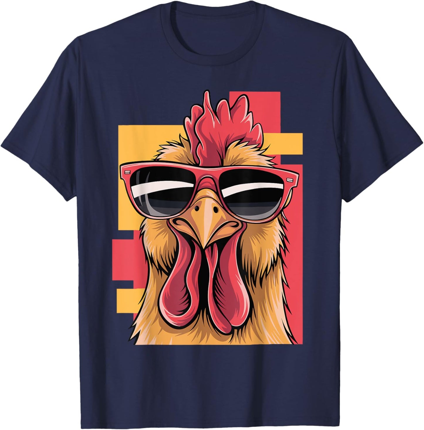 Funny Rooster Wearing Sunglasses Graphic Vintage Chicken T-Shirt - T-Shirt | Navy