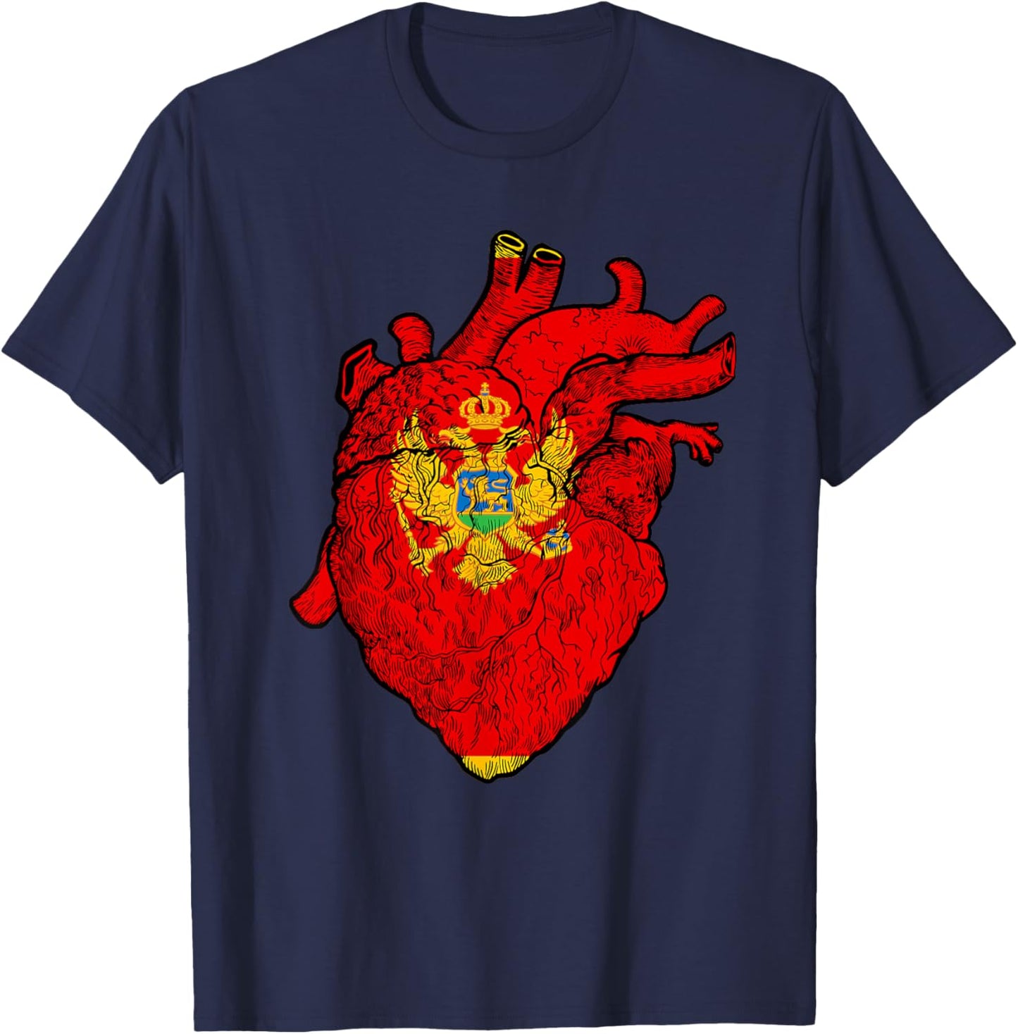 Montenegrin Roots Heart Montenegro Flag Montenegrin Pride T-Shirt - T-Shirt | Navy