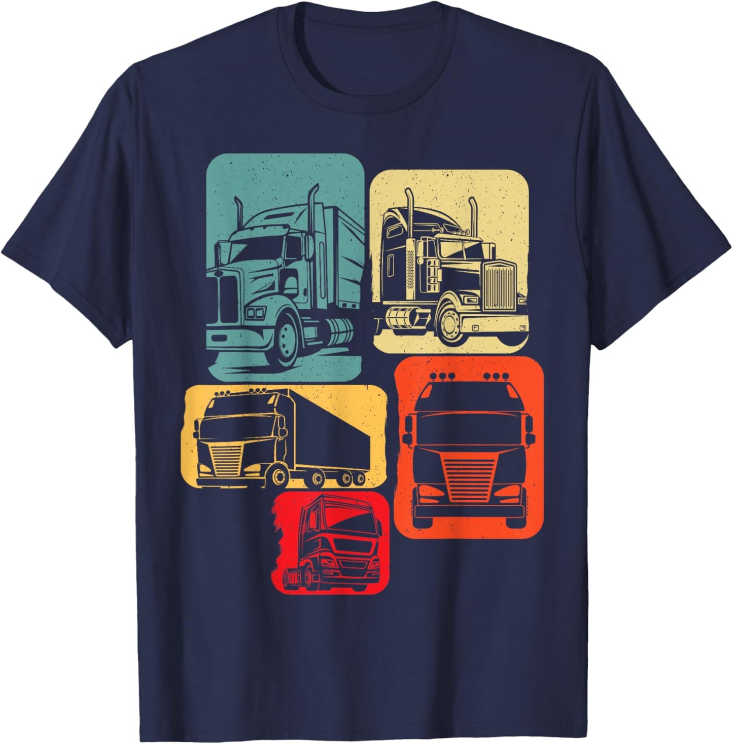 Routier Camion Chauffeur Conducteur Poids Lourds Retro T-Shirt - T-Shirt | Navy