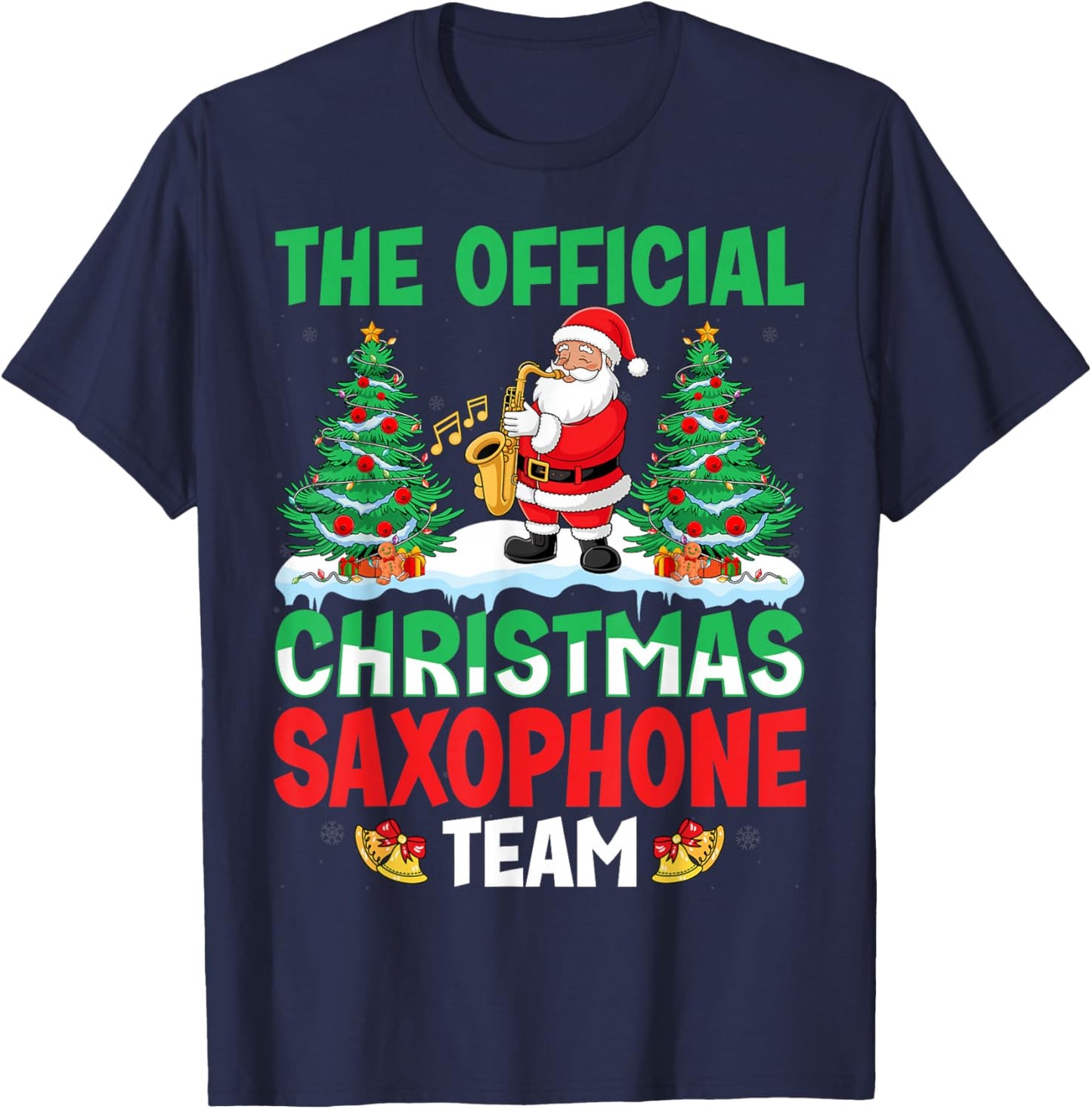 Christmas Saxophone Team Santa Saxophone Player Xmas T-Shirt - T-Shirt | Navy