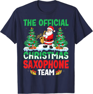 Christmas Saxophone Team Santa Saxophone Player Xmas T-Shirt - T-Shirt | Navy