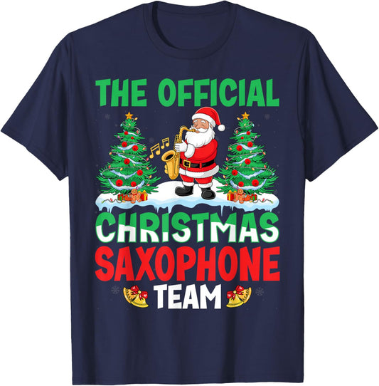 Christmas Saxophone Team Santa Saxophone Player Xmas T-Shirt - T-Shirt | Navy