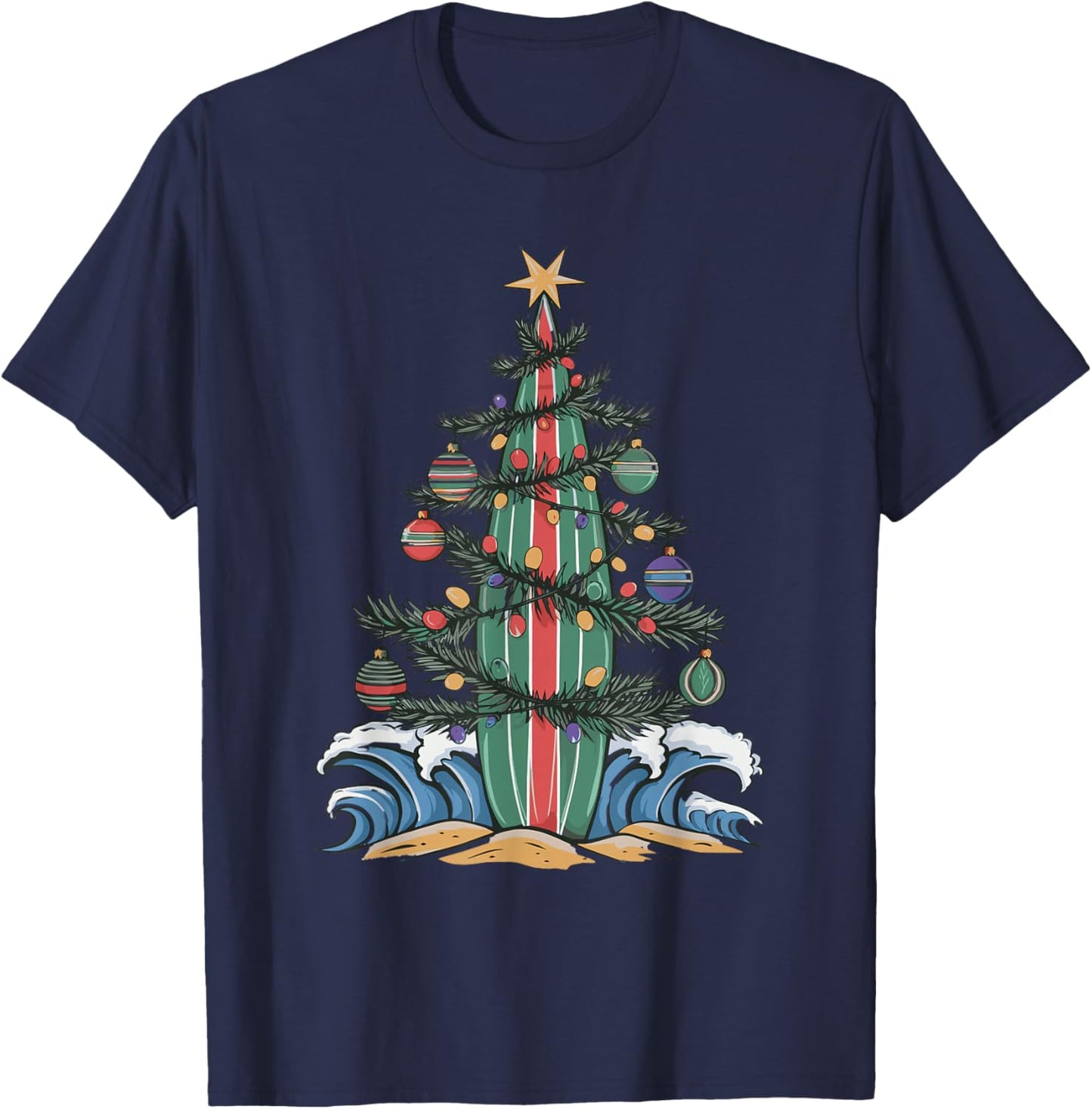 Christmas Tree Surfboard T-Shirt - T-Shirt | Navy