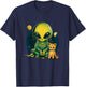Alien And Cat Funny Cat Selfie With Alien Vintage Ufo Funny T-Shirt - T-Shirt | Navy