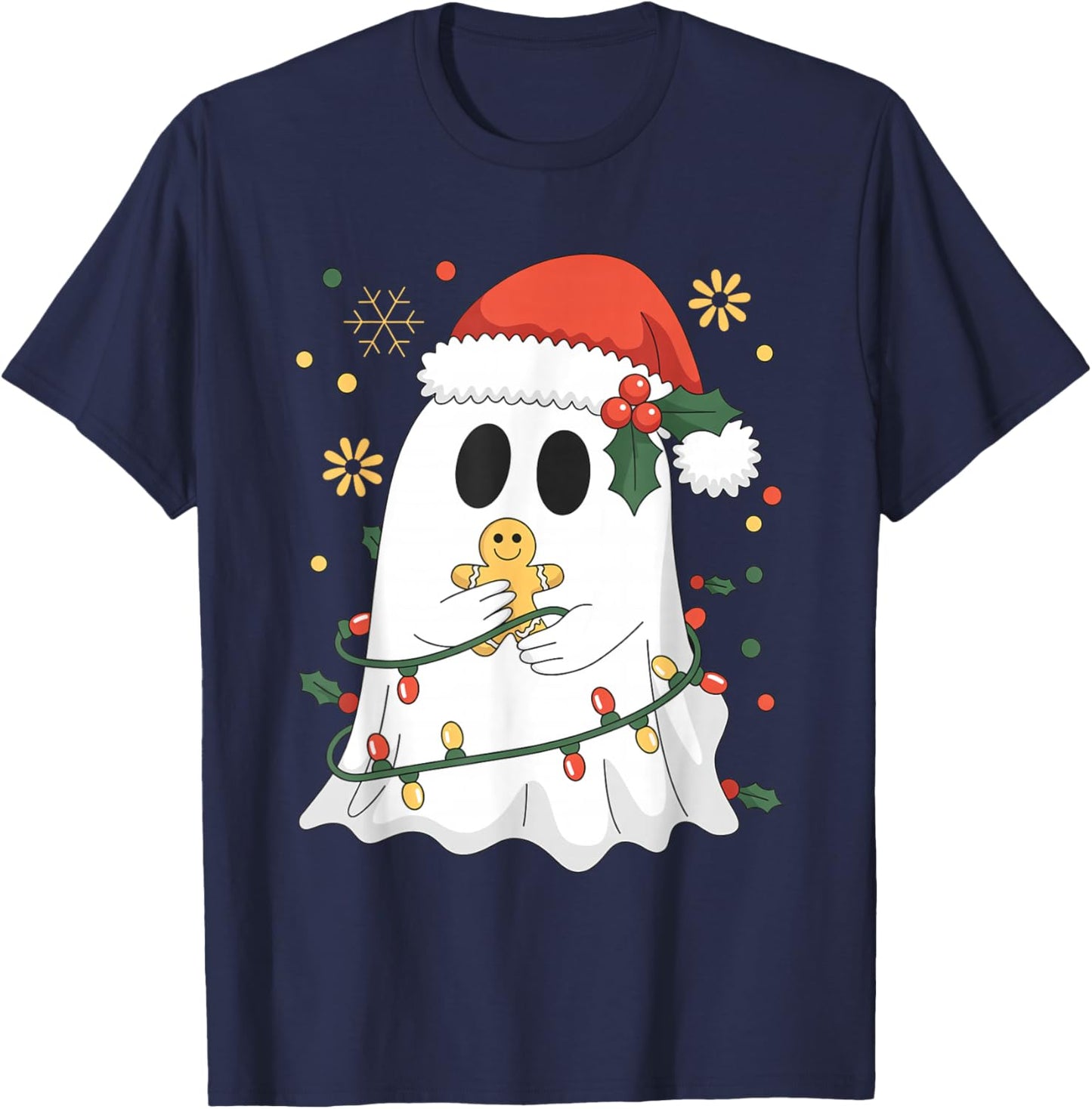 Ghost Christmas Santa Spooky Christmas T-Shirt - T-Shirt | Navy