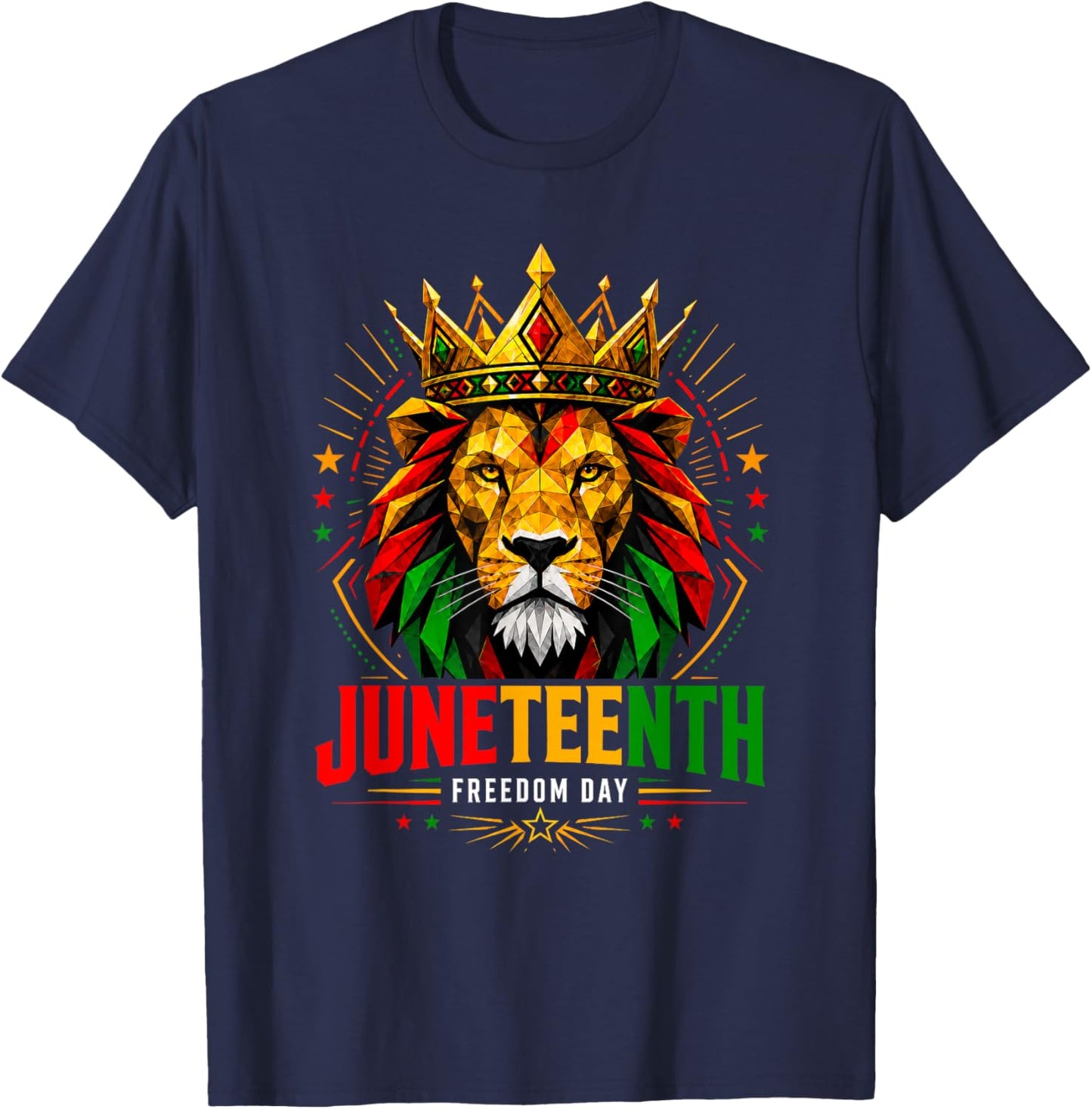Juneteenth Black History Lion Black Freedom 1865 Men Women T-Shirt - T-Shirt | Navy