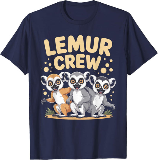 Lemur Crew Funny Cartoon Jungle Primate Kids Birthday Party T-Shirt - T-Shirt | Navy