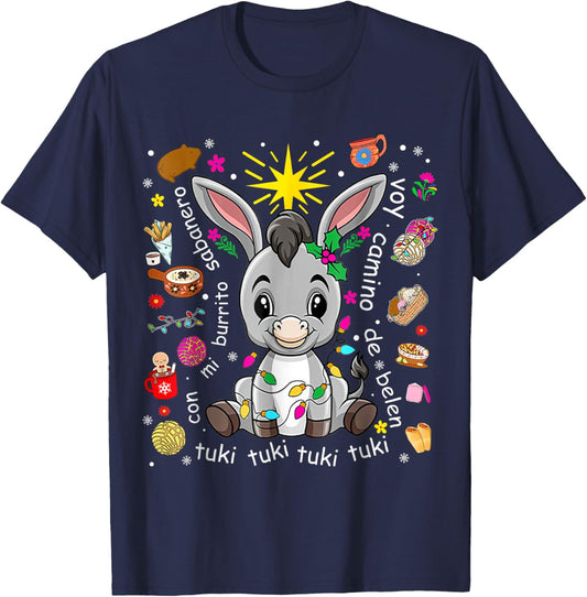 Mi Burrito Sabanero Mexican Christmas Donkey Spanish Xmas T-Shirt - T-Shirt | Navy