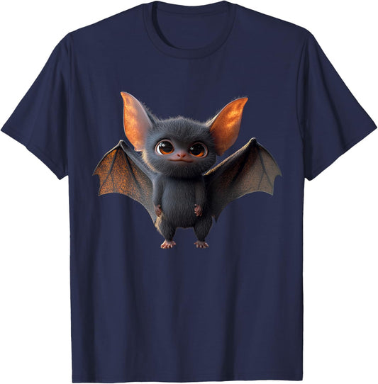 Bat Flight Fox Bat Vampire Bat Cute Bat , black, S T-Shirt - T-Shirt | Navy
