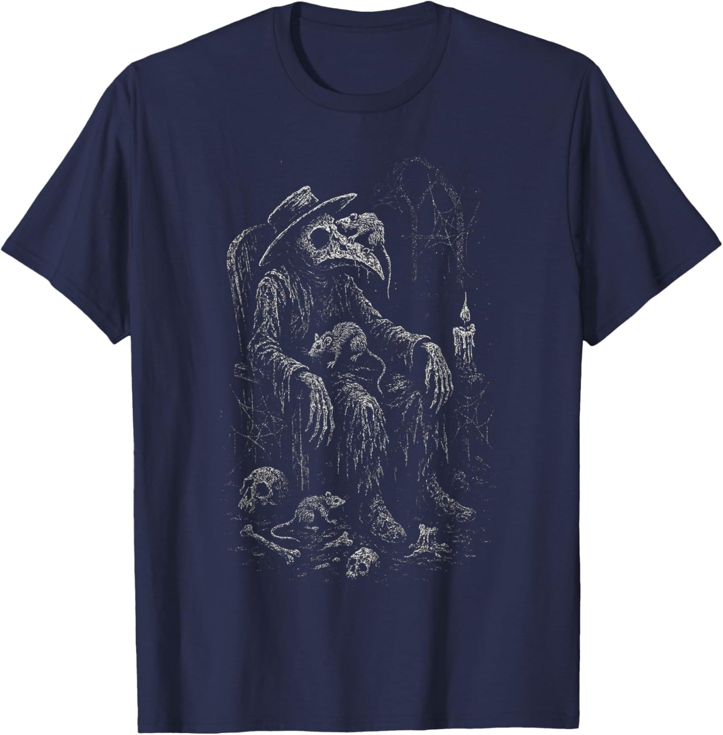 Plague Doctor Rats Horror Emo Goth Alt Deathcore Dark Art T-Shirt - T-Shirt | Navy