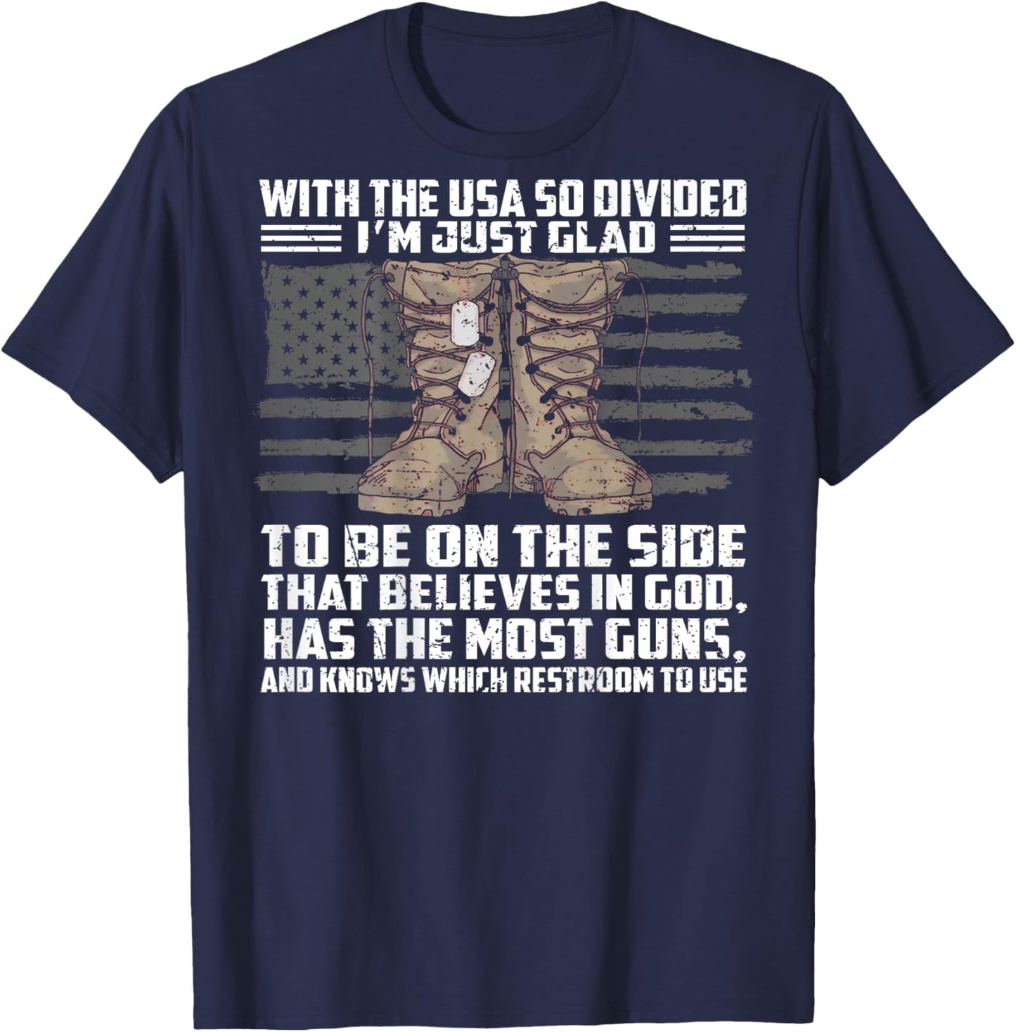 With The USA So Divided I'm Just Glad To Be On (on back) T-Shirt - T-Shirt | Navy