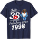 Chapter 35 Fabulous Since 1990 35th Birthday Afro Black Girl T-Shirt - T-Shirt | Navy