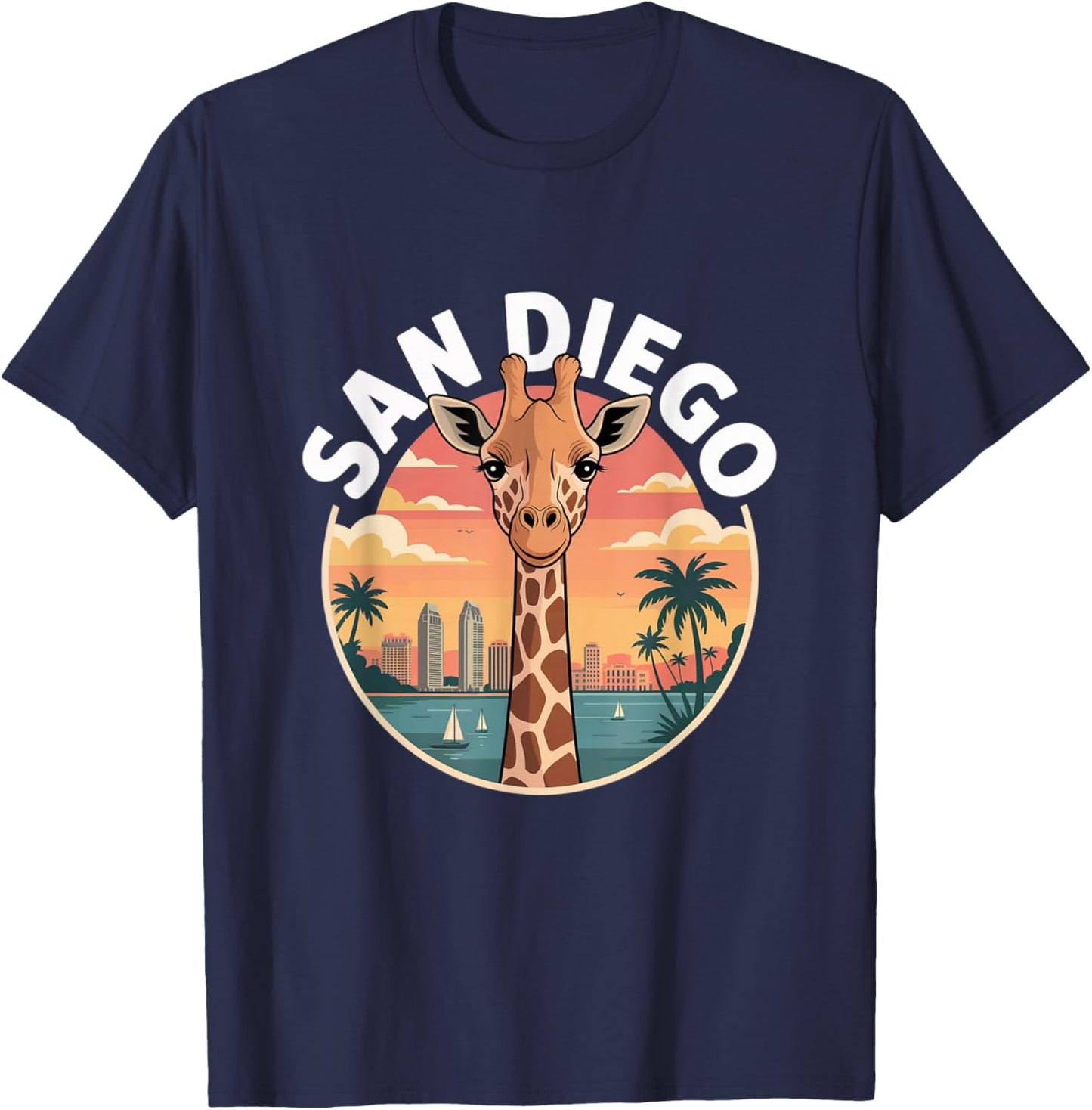 San Diego Giraffe Cute Animal City Zoo My T-Shirt - T-Shirt | Navy
