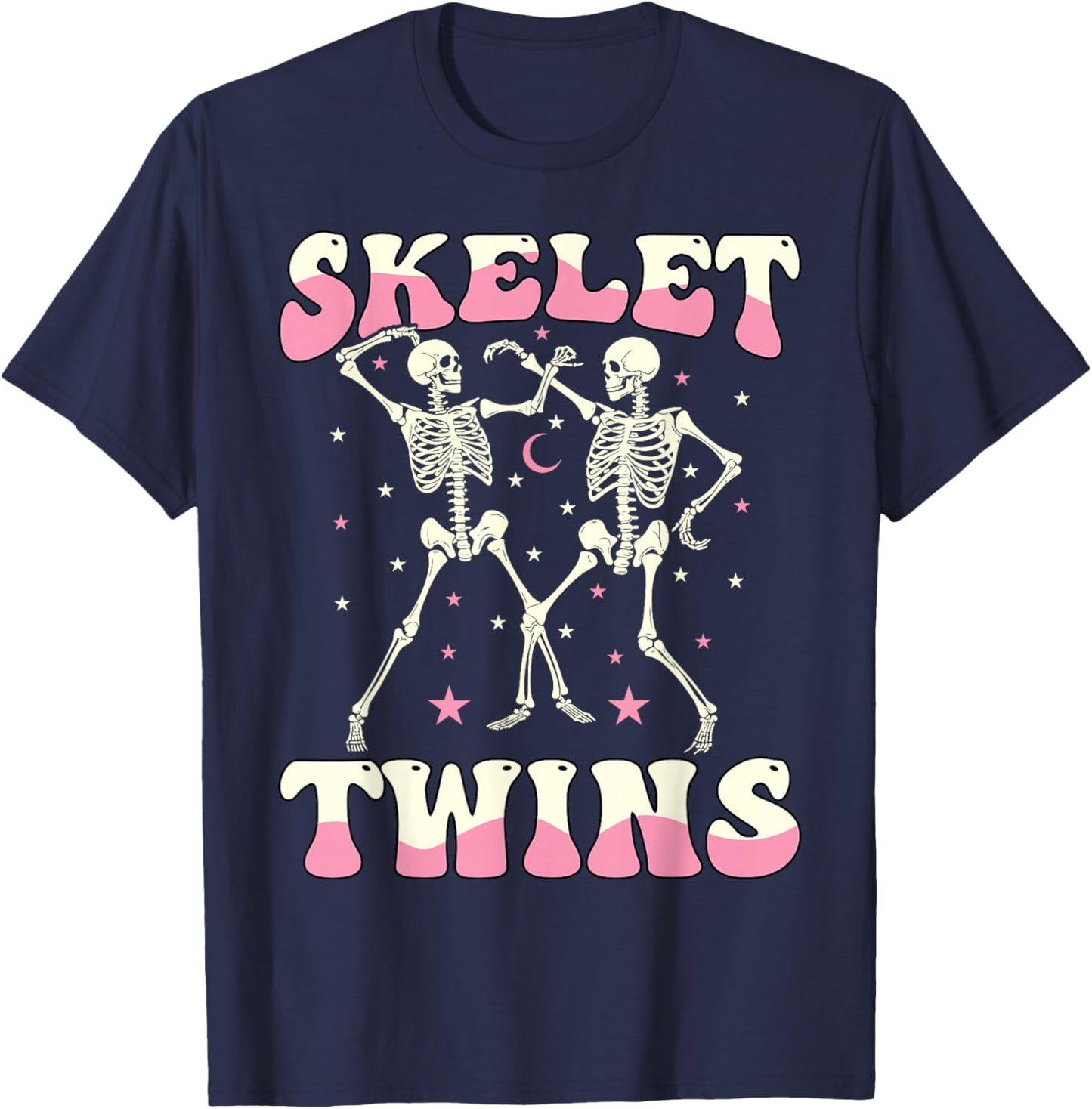 Skeletwins Dancing Skeletons Matching Halloween Twin Girls T-Shirt - T-Shirt | Navy