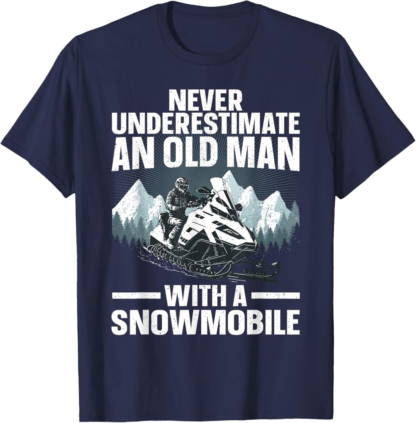 Snowmobile Art Grandpa Snowmobiling Snowmobile Lover T-Shirt - T-Shirt | Navy