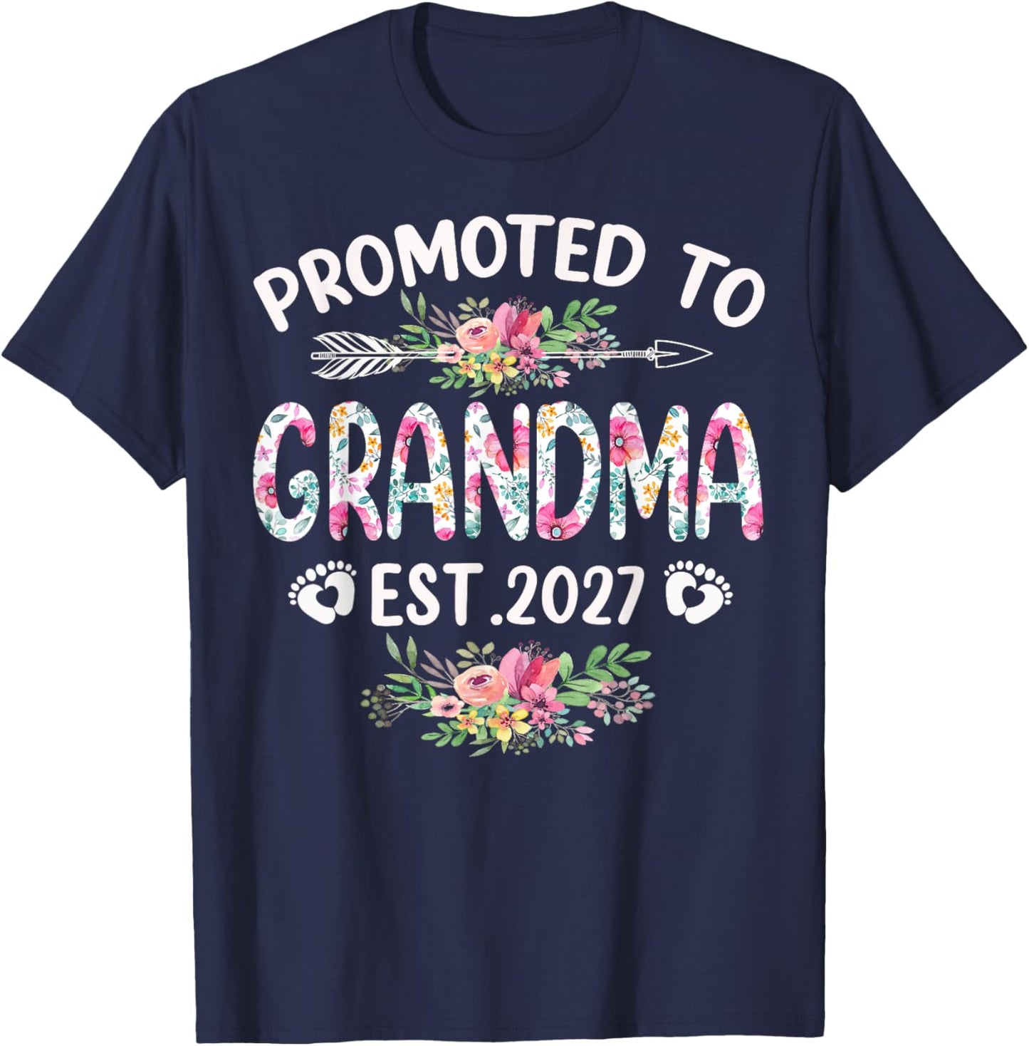 1st Time Grandma EST 2027 New First Grandma 2027 T-Shirt - T-Shirt | Navy