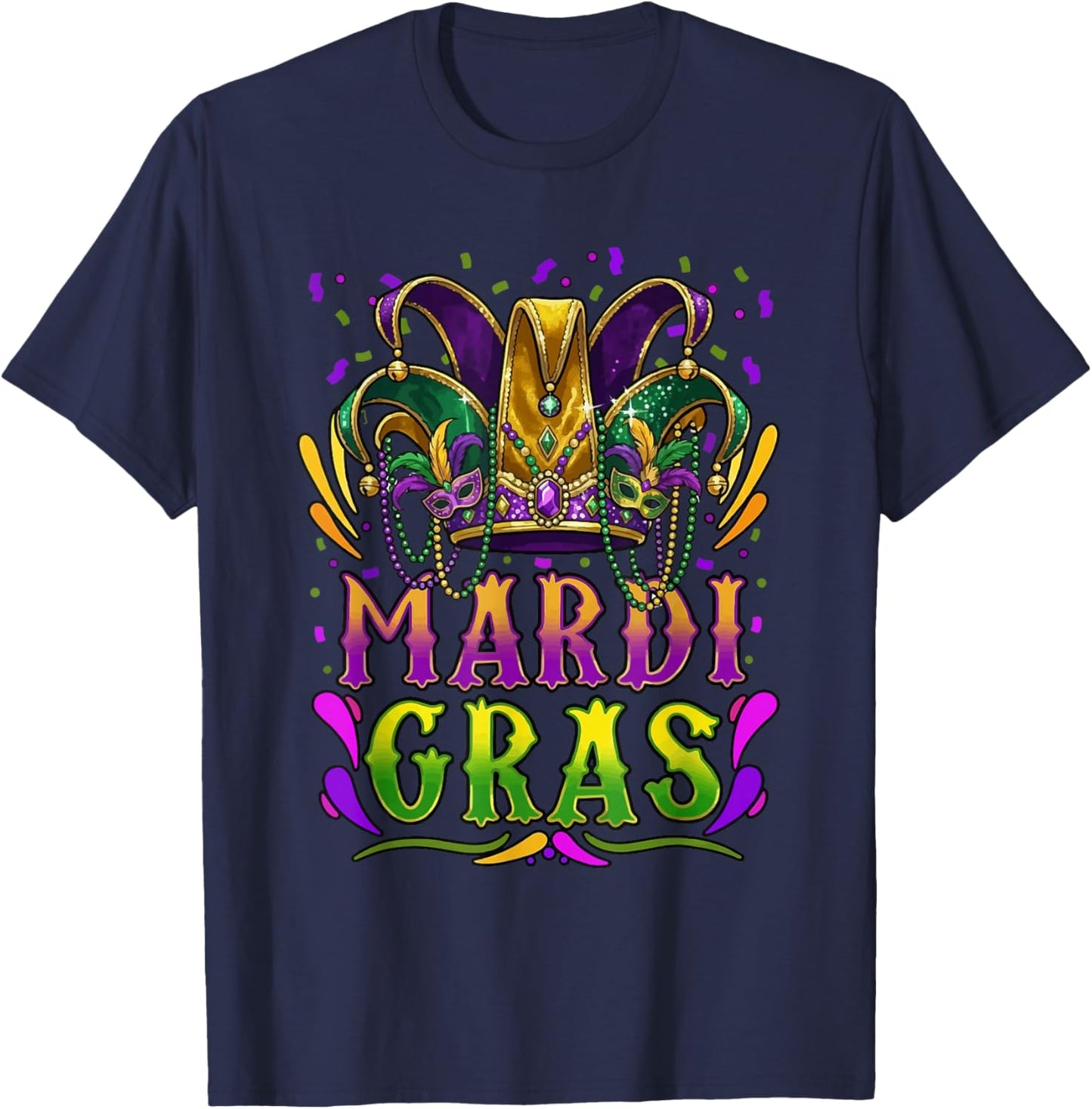 Mardi Gras Funny Carnival Hat Men Women Boys Girls T-Shirt - T-Shirt | Navy