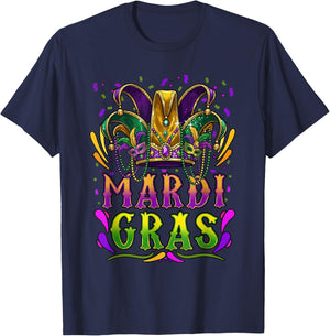 Mardi Gras Funny Carnival Hat Men Women Boys Girls T-Shirt - T-Shirt | Navy