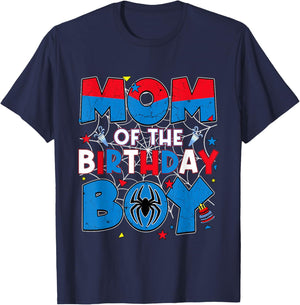 Mom of The Birthday Boy Funny Spiders Birthday Family Party T-Shirt - T-Shirt | Navy