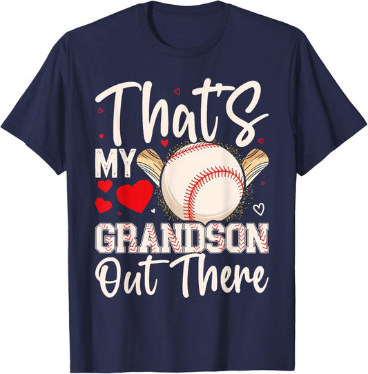 That's My Grandson Out There Baseball Grandma Mother's Day T-Shirt - T-Shirt | Navy