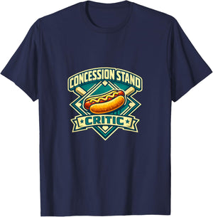 Concession Stand Critic Hot Dog Baseball Food Lover Fan T-Shirt - T-Shirt | Navy