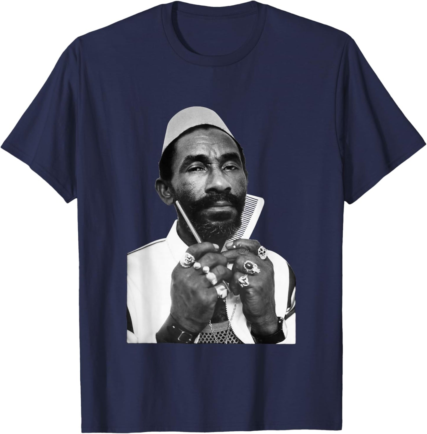 Jamaican Musician Lee Scratch Perry Hacienda Stephen Wright T-Shirt - T-Shirt | Navy