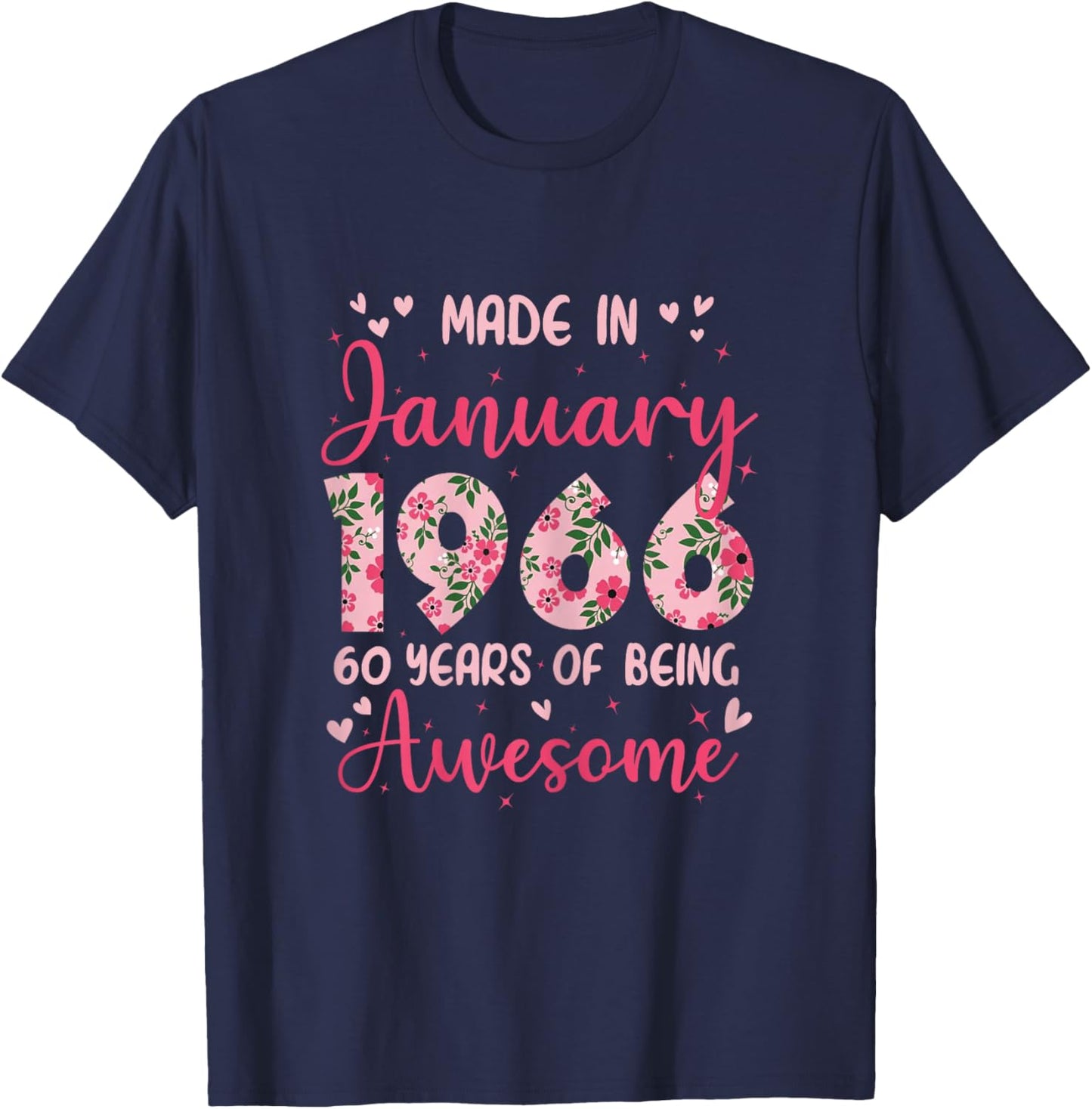 January 1966 Cool 60th Birthday Gift T-Shirt - T-Shirt | Navy