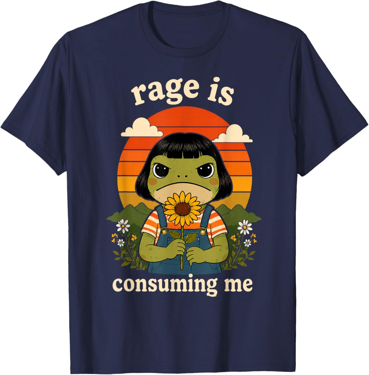 Funny Frog Rage is Consuming Me Sarcastic Meme T-Shirt - T-Shirt | Navy