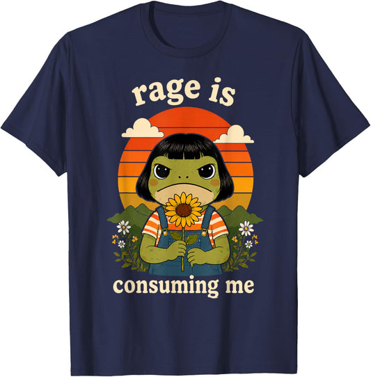 Funny Frog Rage is Consuming Me Sarcastic Meme T-Shirt - T-Shirt | Navy