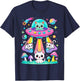 Funny Cat UFO Cute Kitty Space Spaceship Alien Aesthetic T-Shirt - T-Shirt | Navy