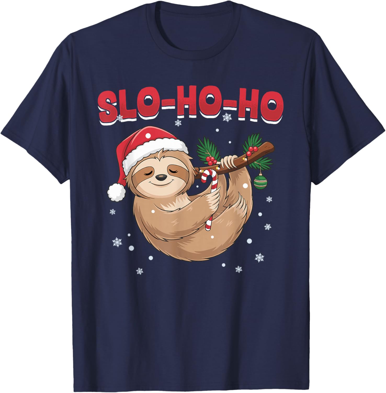 Sloth Christmas Animal Slo-Ho-Ho T-Shirt - T-Shirt | Navy