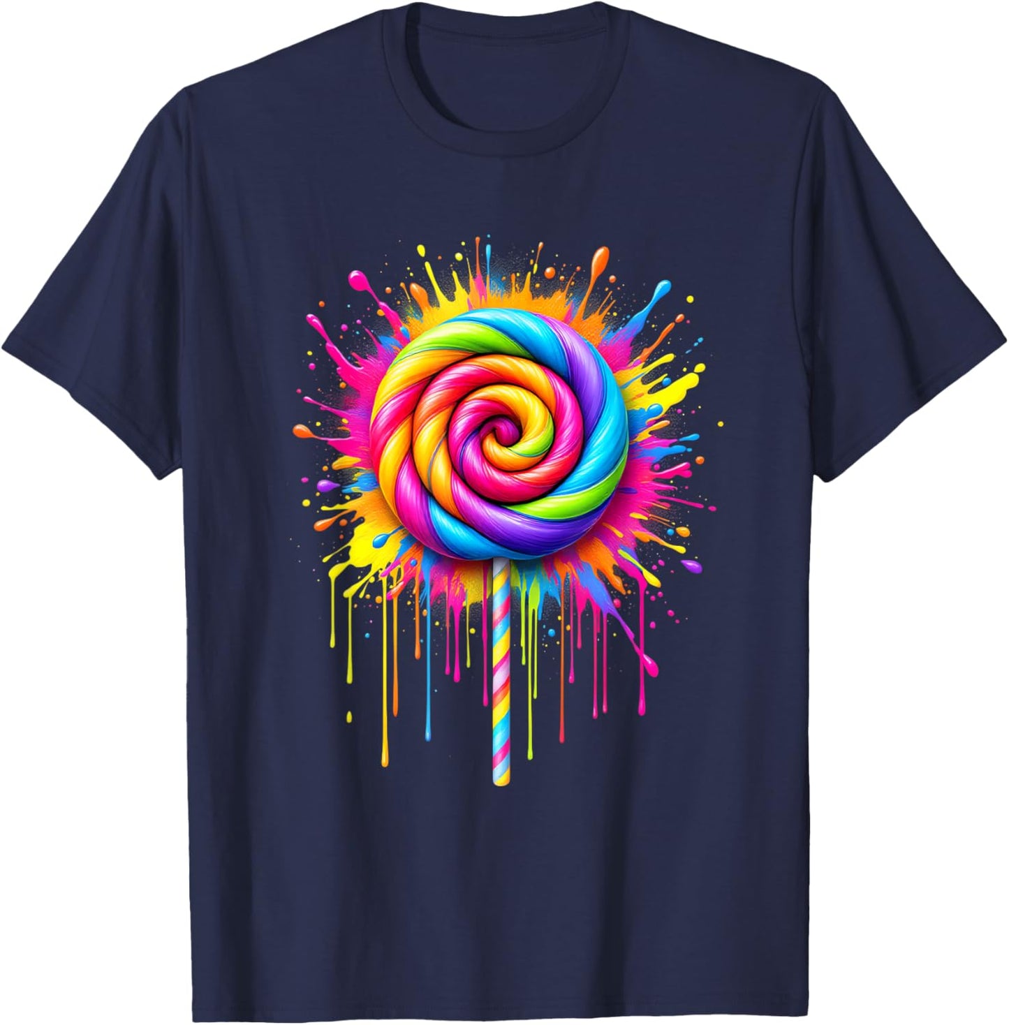Candy Candy Costume Women's Carnival Lollipop Fancy Dress T-Shirt - T-Shirt | Navy