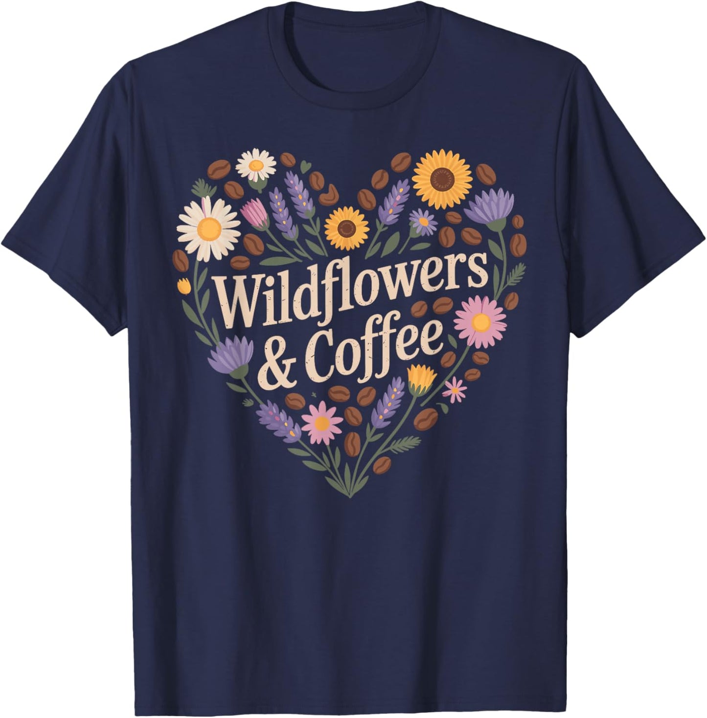 Wildflowers and Coffee Wildflower Floral T-Shirt - T-Shirt | Navy