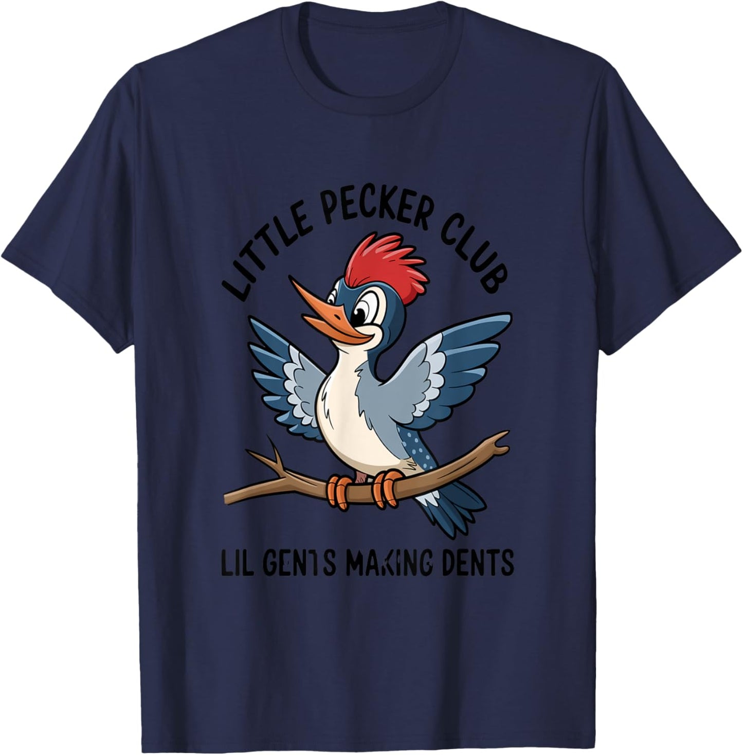 Cute Cartoon Woodpecker Club Nature Lovers T-Shirt - T-Shirt | Navy