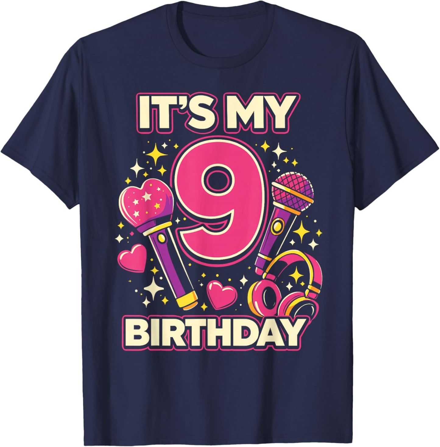 9 Years Old Kpop Kids It’s My 9th Birthday K-Pop Girl T-Shirt - T-Shirt | Navy