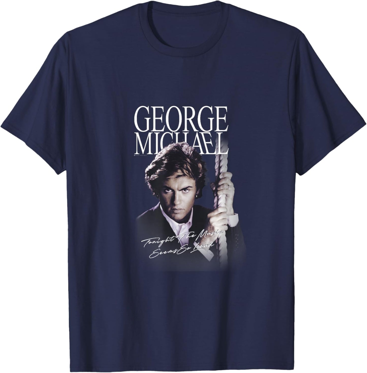 George Michael Retro Icon , Small, Black T-Shirt - T-Shirt | Navy