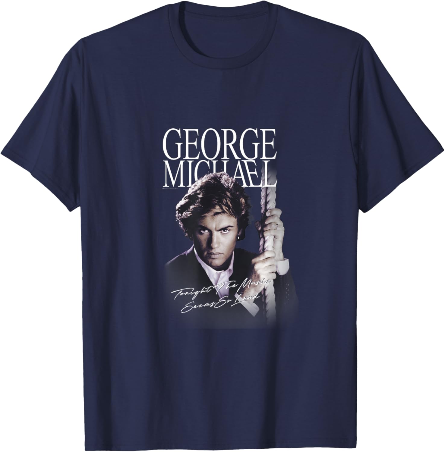 George Michael Retro Icon , Small, Black T-Shirt - T-Shirt | Navy