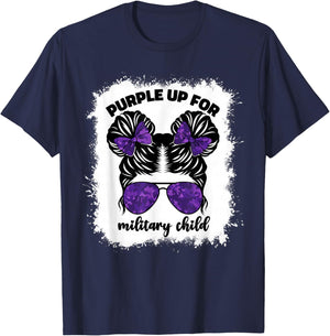 Purple Up For Military Kids Girls Month Of Military Child T-Shirt - T-Shirt | Navy