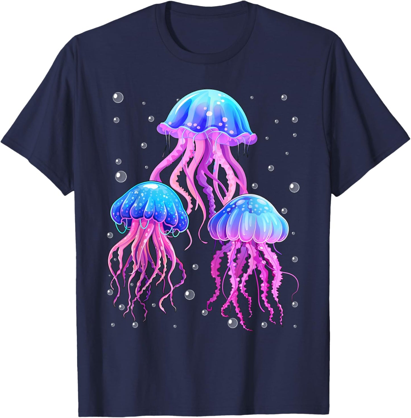 Glowing Rainbow Jellyfish T-Shirt - T-Shirt | Navy