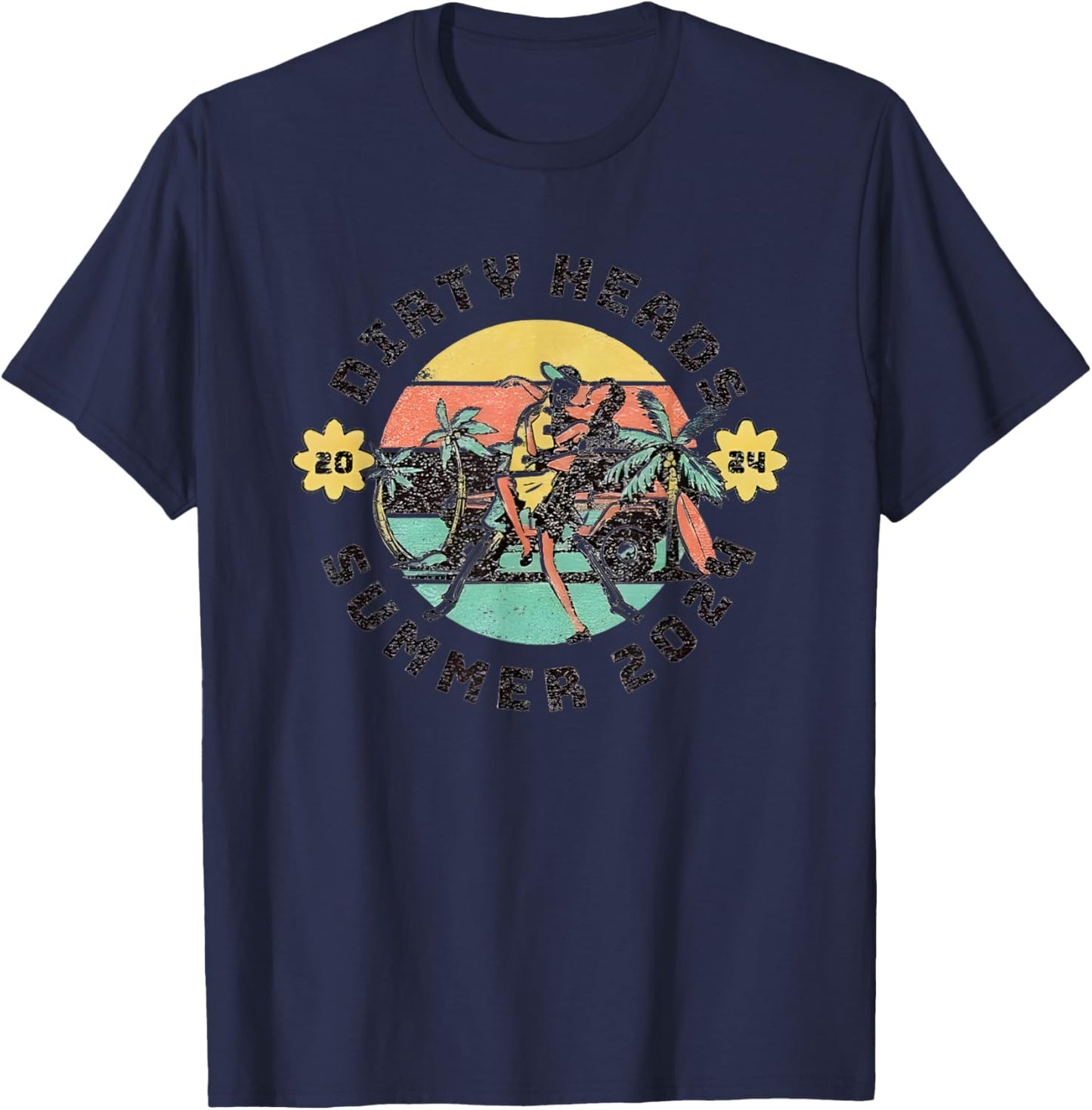 Dirty Heads Retro Summer 2024 Men Women T-Shirt - T-Shirt | Navy