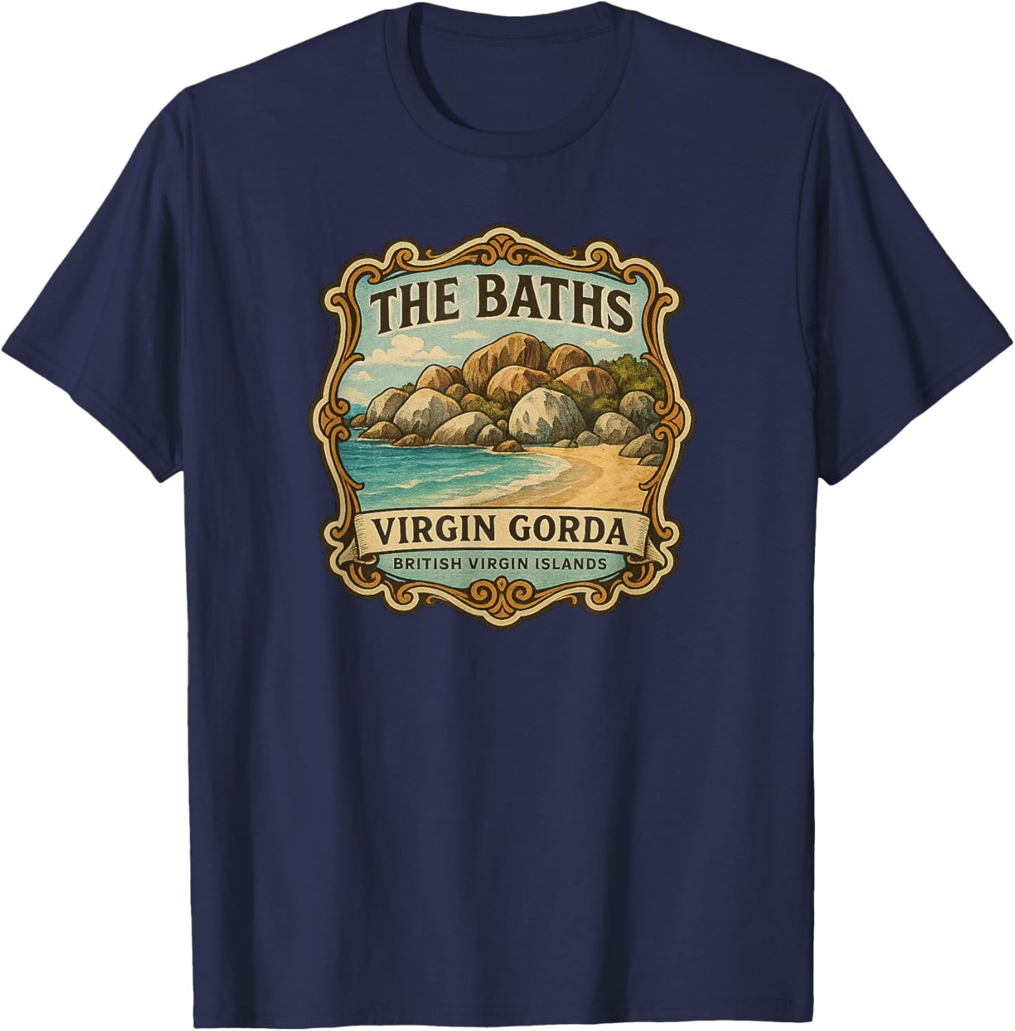 The Baths, Virgin Gorda, BVI (British Virgin Islands) T-Shirt - T-Shirt | Navy