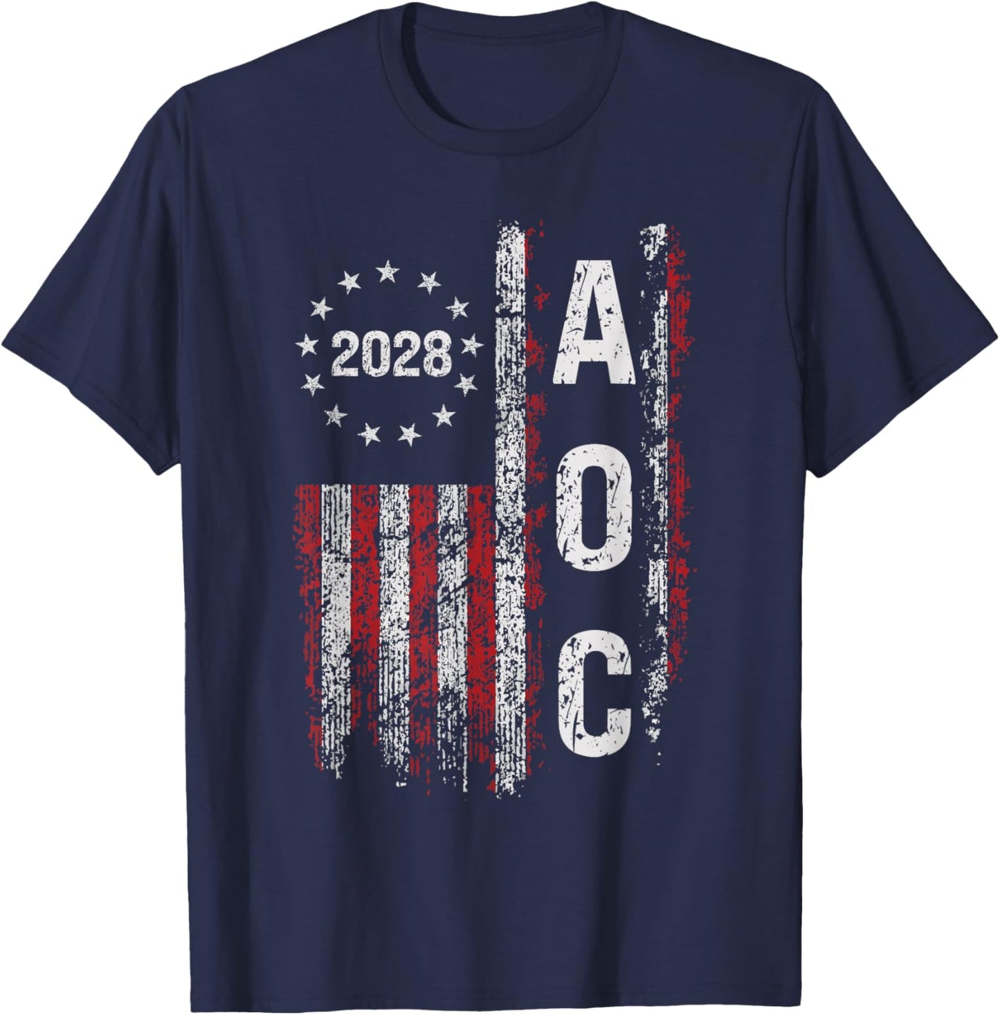 AOC Alexandria Ocasio Cortez 2028 For President Election T-Shirt - T-Shirt | Navy