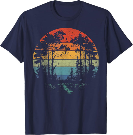 Trees Wildlife Nature Vintage Forest Woman Girl T-Shirt - T-Shirt | Navy