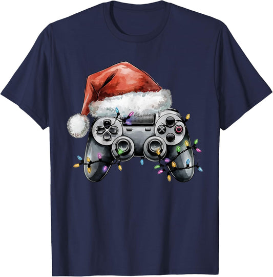 Christmas Video Gamer Controller Xmas Gaming Men Boys Kids T-Shirt - T-Shirt | Navy