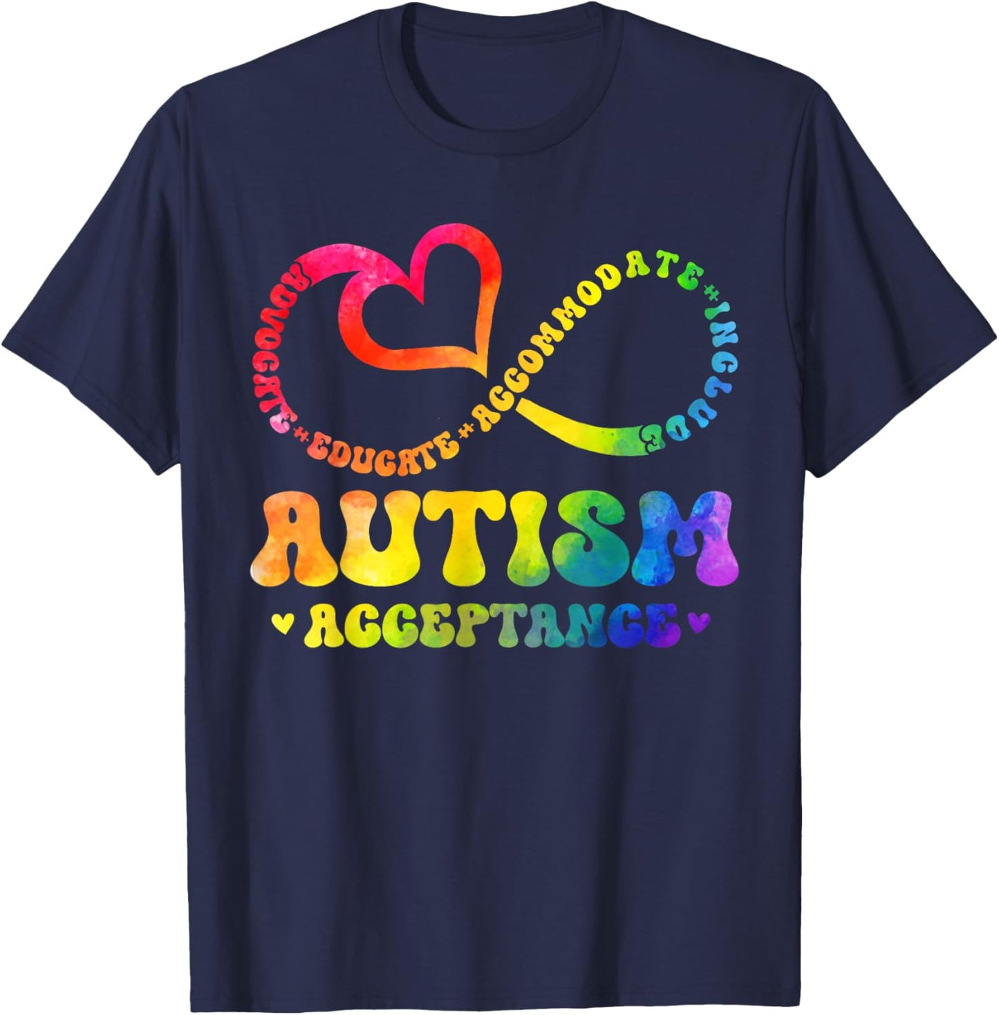 Autism Awareness Shirts Men Women Kids Acceptance Autistic T-Shirt - T-Shirt | Navy