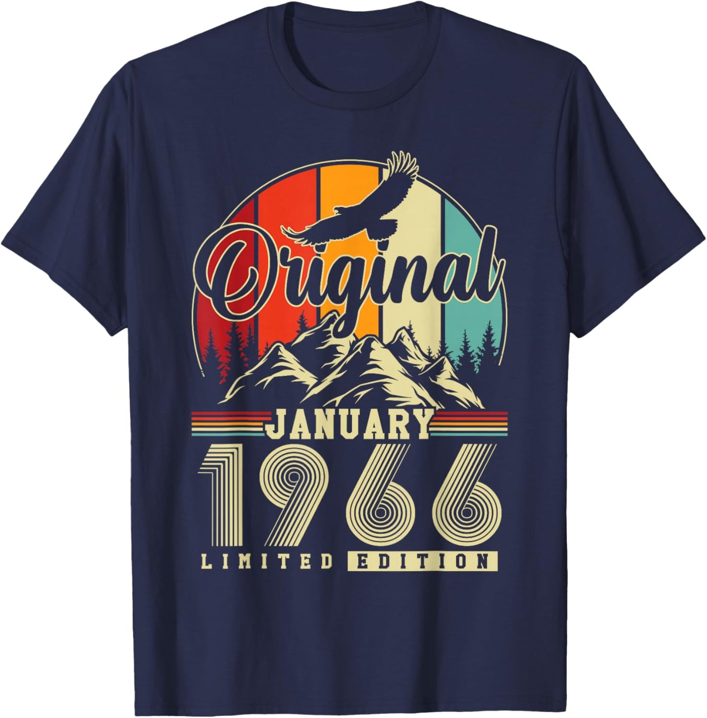 Original January 1966 Vintage Birthday Gift 60 Years T-Shirt - T-Shirt | Navy