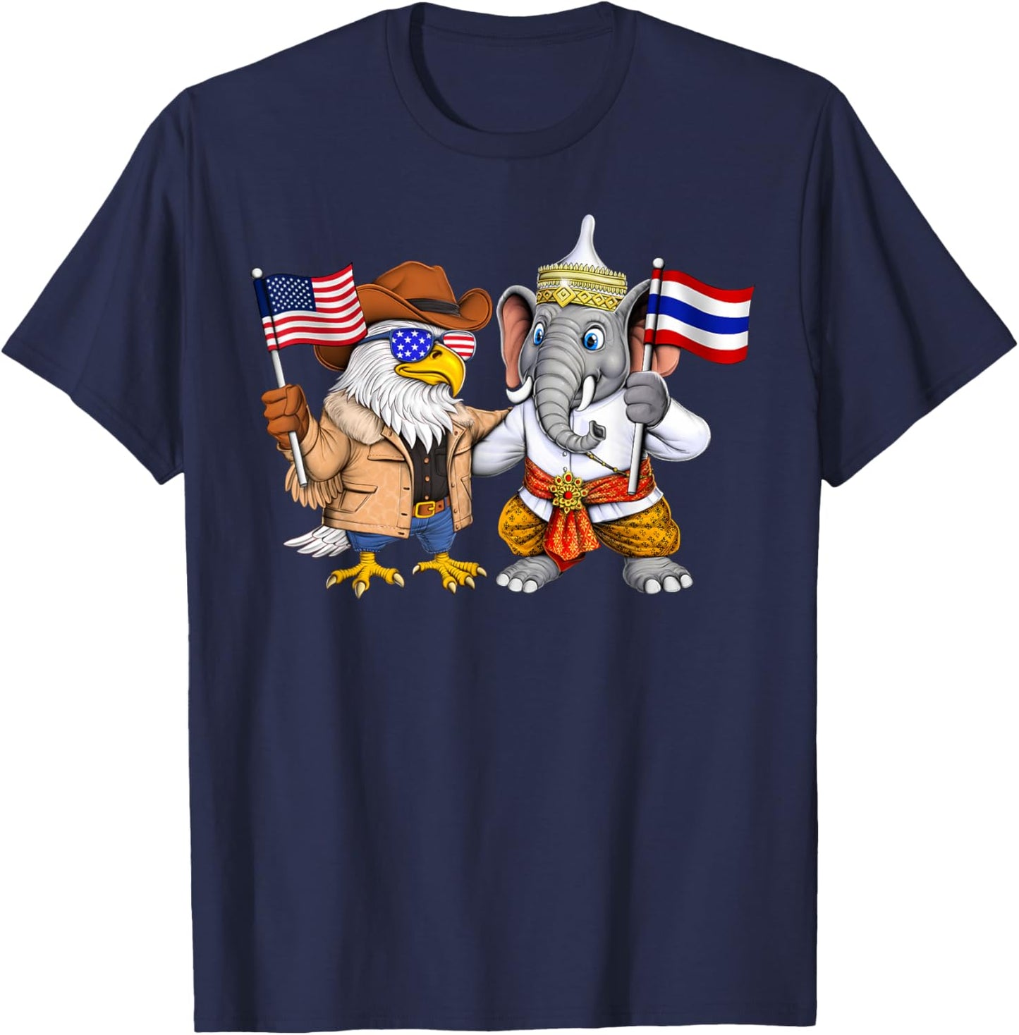 USA Thailand Flag American Thai Roots American Thai Heritage T-Shirt - T-Shirt | Navy