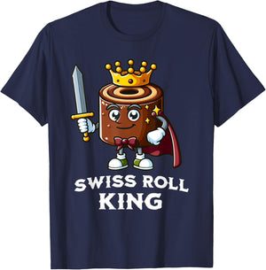 Swiss Roll King Funny Swiss Roll Lover Illustration T-Shirt - T-Shirt | Navy