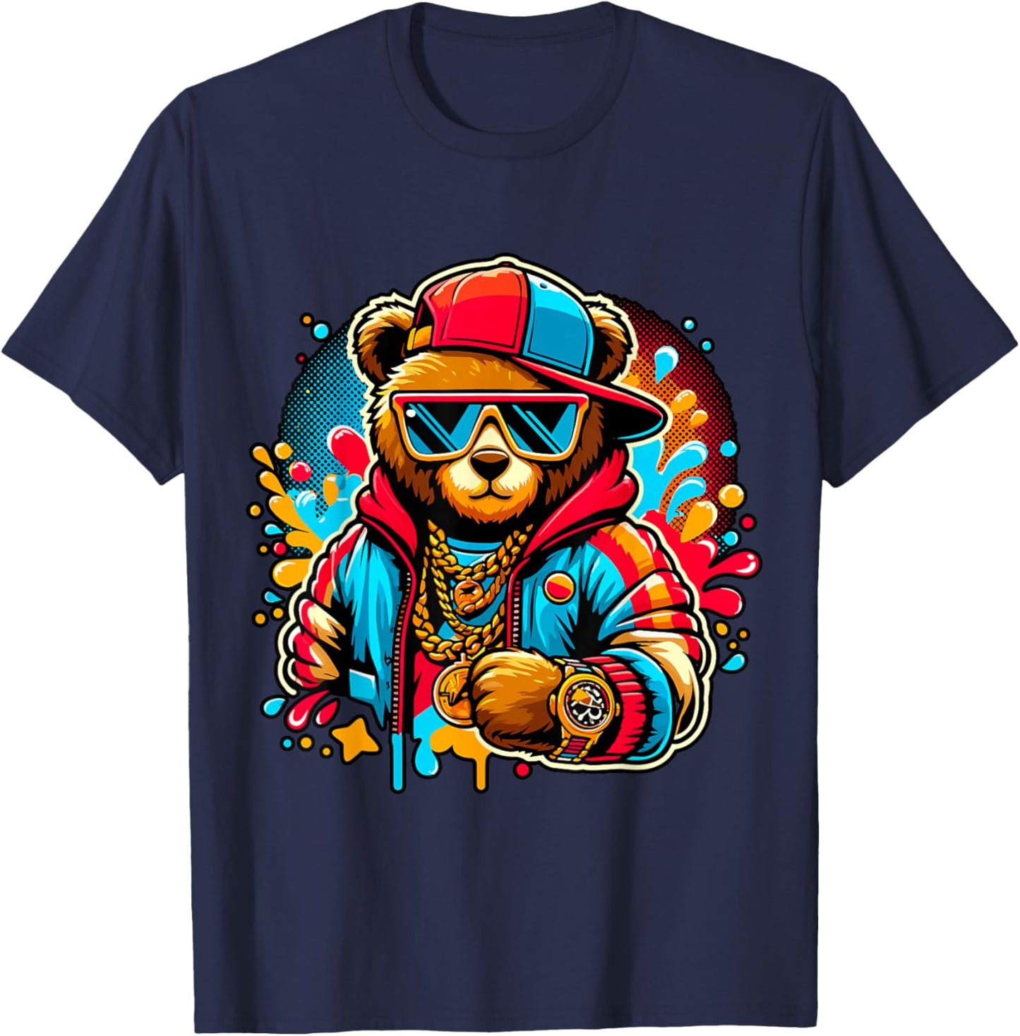 Cool Hip Hop Teddy Bear T-Shirt - T-Shirt | Navy