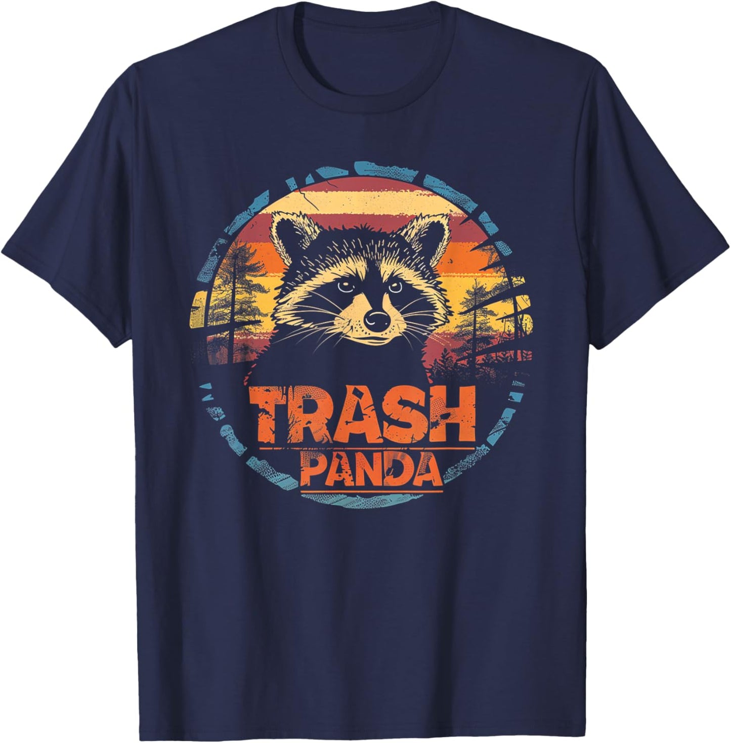 Raccoon Trash Panda - Retro 70s 80s Graphic Vintage Funny T-Shirt - T-Shirt | Navy